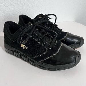 SHAQ Black Patent & Suede Leather Sneakers Basketball Court Shoes 9.5
